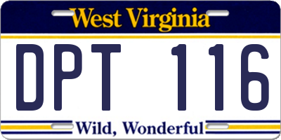 WV license plate DPT116