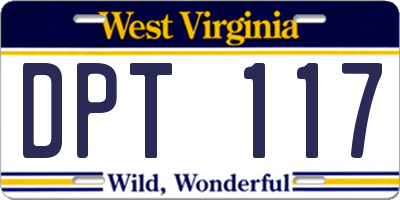WV license plate DPT117