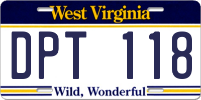 WV license plate DPT118