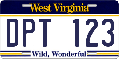 WV license plate DPT123