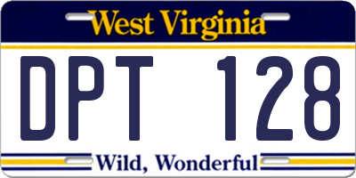 WV license plate DPT128