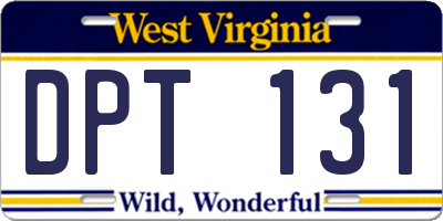 WV license plate DPT131