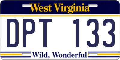 WV license plate DPT133