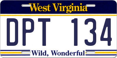 WV license plate DPT134