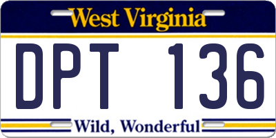 WV license plate DPT136