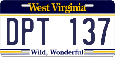WV license plate DPT137