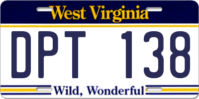 WV license plate DPT138