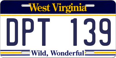 WV license plate DPT139