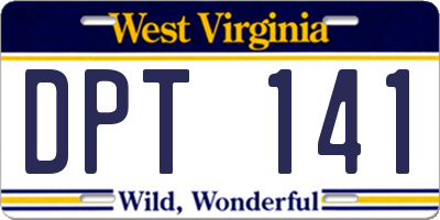 WV license plate DPT141
