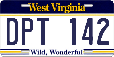 WV license plate DPT142