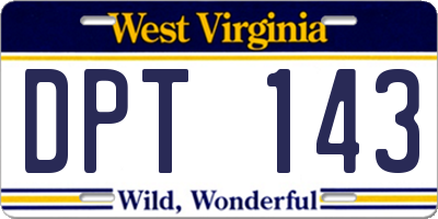 WV license plate DPT143