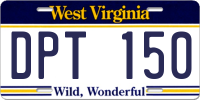 WV license plate DPT150