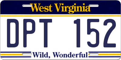 WV license plate DPT152