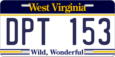 WV license plate DPT153