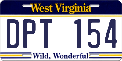 WV license plate DPT154