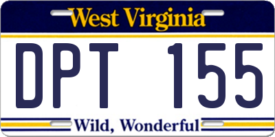 WV license plate DPT155