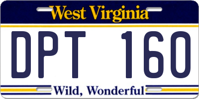 WV license plate DPT160