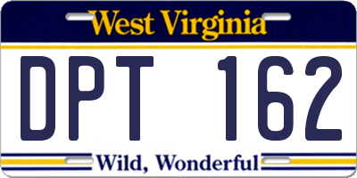 WV license plate DPT162