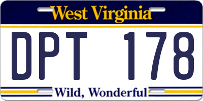 WV license plate DPT178