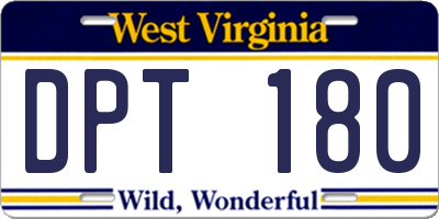 WV license plate DPT180