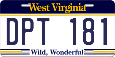 WV license plate DPT181