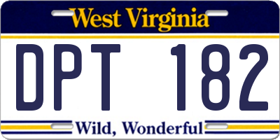WV license plate DPT182