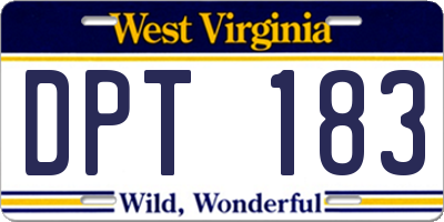 WV license plate DPT183