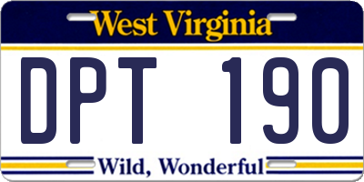 WV license plate DPT190