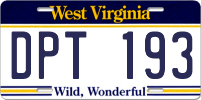 WV license plate DPT193