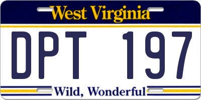 WV license plate DPT197