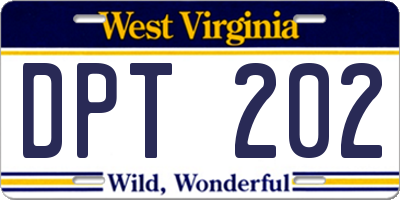 WV license plate DPT202