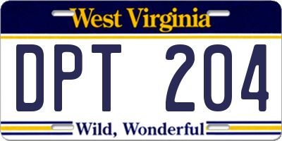 WV license plate DPT204