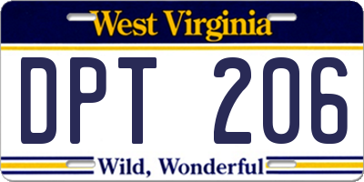 WV license plate DPT206