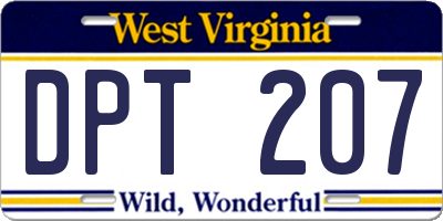 WV license plate DPT207