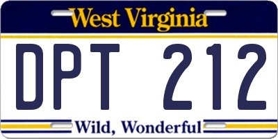 WV license plate DPT212