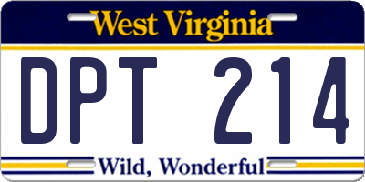 WV license plate DPT214