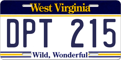 WV license plate DPT215