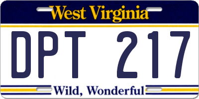 WV license plate DPT217