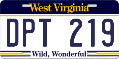 WV license plate DPT219
