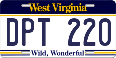 WV license plate DPT220