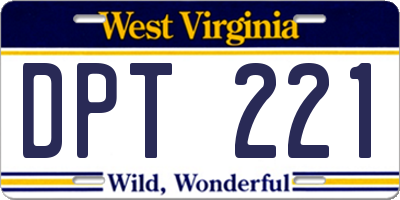 WV license plate DPT221