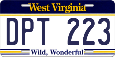 WV license plate DPT223