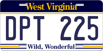 WV license plate DPT225