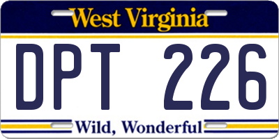 WV license plate DPT226