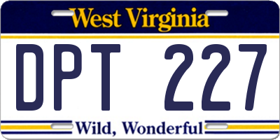 WV license plate DPT227