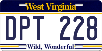 WV license plate DPT228