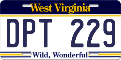 WV license plate DPT229