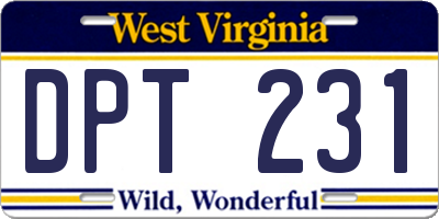 WV license plate DPT231
