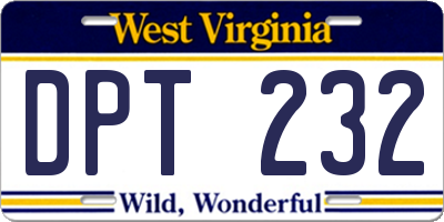 WV license plate DPT232