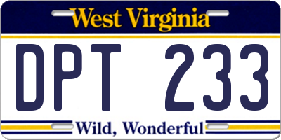 WV license plate DPT233